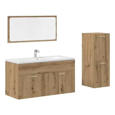 (artisan oak) vidaXL Bathroom Furniture Set Chipboard Wall Mirror Multi Sizes Multi Colors