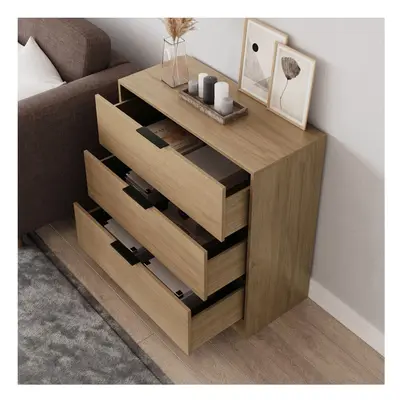 (80cm Oak) 60/80cm Chest of Drawers Compact Storage Bedside Cabinet Furniture