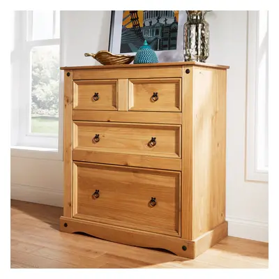 Chest of Drawers 2+2 Drawers Solid Pine Furniture Corona