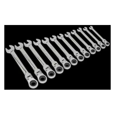 Flexible Head Ratchet Combination Spanner Set 12pc Metric