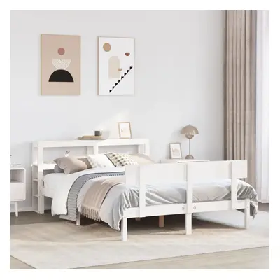 vidaXL Bed Frame without Mattress White 150x200 cm King Size Solid Wood Pine