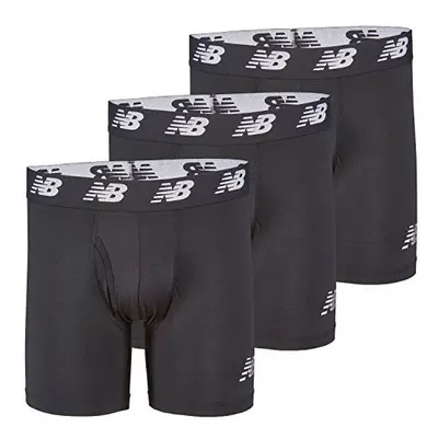 New Balance Men's 6"" Boxer Brief Fly Front With Pouch 3-Pack Black