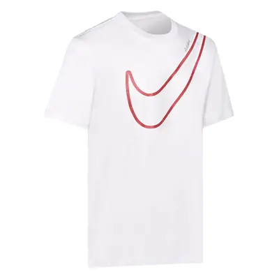 (S) Nike Large Logo T-Shirt Men's White/Red Top