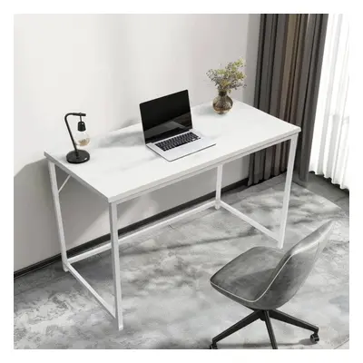 Rustic Computer Desk White Top Desk with Metal Frame, x x cm