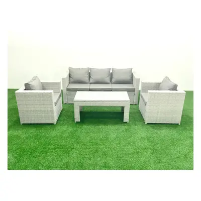 Fimous Rattan Garden Furniture Set Pieces Outdoor Garden Sofa Oblong Coffee Table Set with Chair