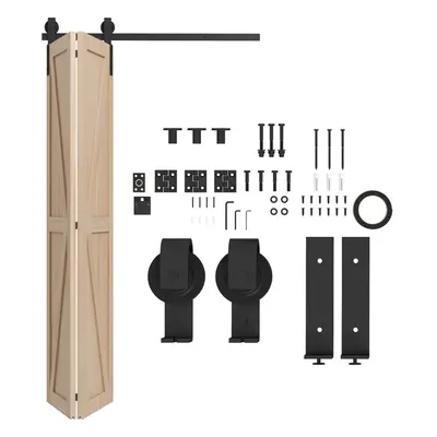 HOMCOM 4FT/122CM Bi-Folding Sliding Barn Door Hardware Kit Sliding Door Kit