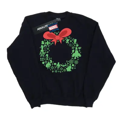 (S, Navy Blue) Marvel Womens/Ladies Avengers Christmas Wreath Sweatshirt