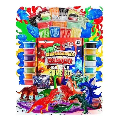 Original Stationery Dinosaur and Monsters Battle Slime Kit, Slime Set with Premade Kids Slime, F