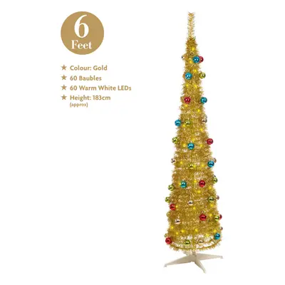 The Christmas Workshop 6ft Pre-Lit Artificial Gold Christmas Tree