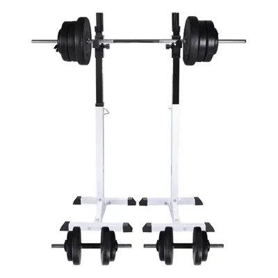 vidaXL Barbell Squat Rack with Barbell and Dumbbell Set 60.5kg Stand Holder