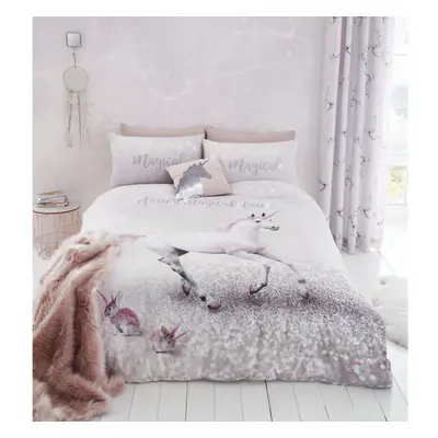 Catherine Lansfield Enchanted Unicorn Easy Care Double Duvet Set Pink