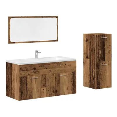 (old wood) vidaXL Bathroom Furniture Set Chipboard Wall Mirror Multi Sizes Multi Colors