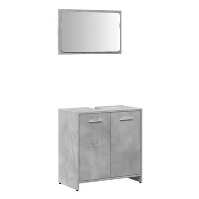 vidaXL Bathroom Cabinet with Mirror Concrete Grey Engineered Wood