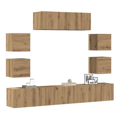 vidaXL Piece TV Cabinet Set Wall-mounted Artisan Oak Engineered Wood