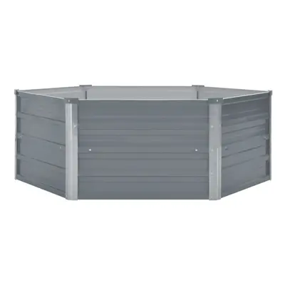 vidaXL Galvanised Steel Raised Planter | Hexagonal Flower Bed