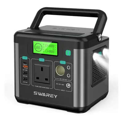 SWAREY Solar Generator 300W Portable Power Station 222Wh for Outdoors Camping Travel Fishing RV