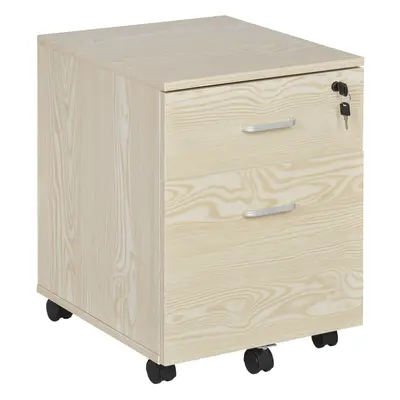 Vinsetto 2-Drawer Locking Office Filing Cabinet Wheels Rolling Storage Oak