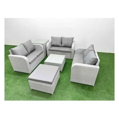 Fimous Seater PE Wicker Rattan Furniture Sofa Sets with Square Coffee Table Seater Love Sofa Big