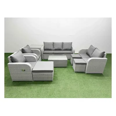 Fimous PE Rattan Garden Furniture Set Adjustable Chair Sofa Double Love Seat Seater Sofa Lounge 