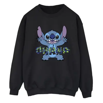 (L, Black) Disney Womens/Ladies Lilo And Stitch Ohana Blue Glitch Sweatshirt