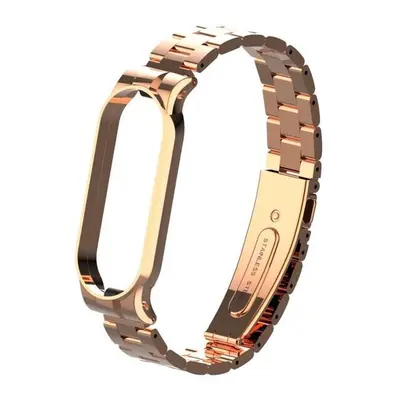 (Rose Gold) Colorful Stainless Steel Watch Strap Replacement Watch Band for Xiaomi Miband