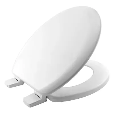 BEMIS Chicago White Toilet Seat. Wooden Toilet Seat with Water Based Paint for Easy Clean. Oval 