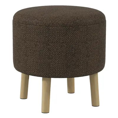 HOMCOM Storage Ottoman, Round Stool Chair with Cushioned Top, Brown