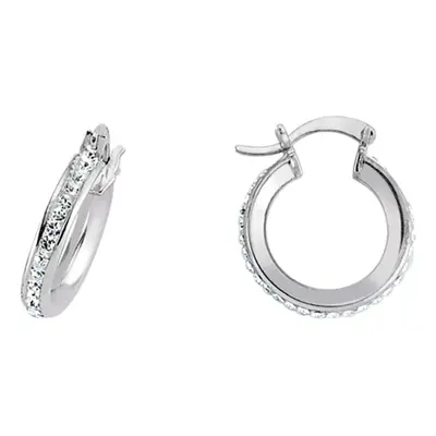 Jewelco London Ladies Rhodium Plated Sterling Silver CZ Channel Set Eternity Hoop Earrings - GVE