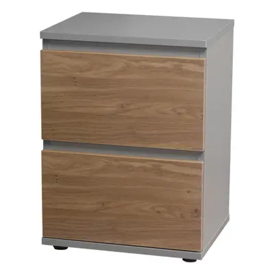 (Grey Carcass and Oak Drawers) Drawer Wooden Bedside Cabinet Side Table