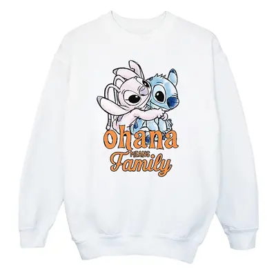 (S, White) Disney Womens/Ladies Lilo And Stitch Ohana Angel Hug Sweatshirt