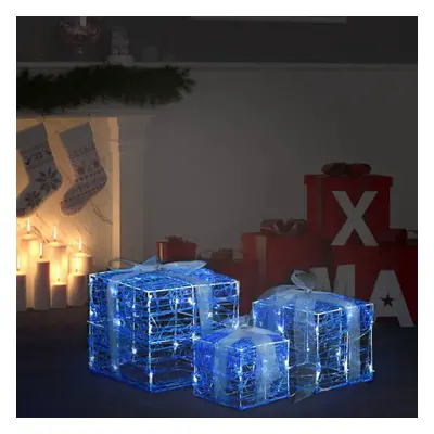 vidaXL 3x Decorative Acrylic Christmas Gift Boxes Cold White Xmas Decoration