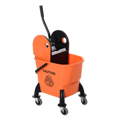 HOMCOM Mop Bucket on Wheels with Carry Handle, Mop Holder and Plastic Body