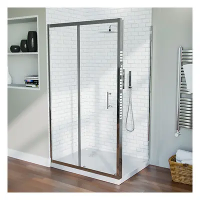 1100 mm Slider Shower Door Enclosure with Frame less Glass Panel Screen + Tray