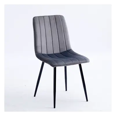 (Grey) MOF Milan Velvet Dining Chairs Sturdy Metal Legs