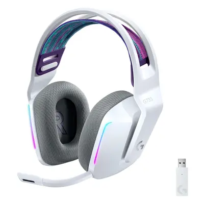 (G733, White) Wireless Gaming Headset with Suspension Headband, Mic Technology and PRO-G Audio D