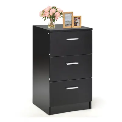 Bedside Cabinet Drawers Easy Assembly for Bedroom Study Room Black