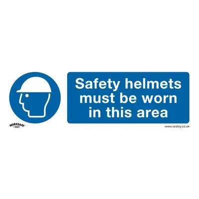 Sealey Worksafe® Safety Helmets Must Be Worn In This Area Safety Sign, Rigid Plastic - Pack of S