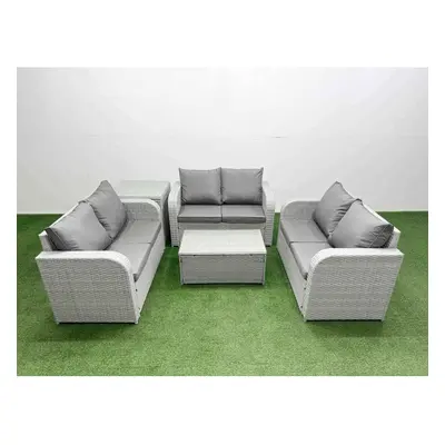 Fimous Seater PE Wicker Rattan Furniture Sofa Sets with Rectangular Coffee Table Seater Love Sof