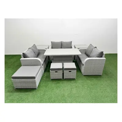 Fimous Seater PE Wicker Rattan Furniture Sofa Sets with Adjustable Lifting Dining or Coffee Tabl