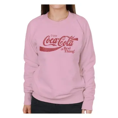 (L, Light Pink) Coca Cola The Real Thing Women's Sweatshirt