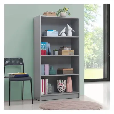 4 Tier Bookcase Tall Display Shelving Storage Unit Wood Furniture Light Grey