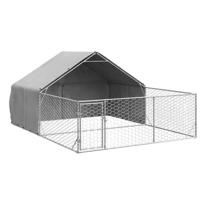 vidaXL Outdoor Dog Kennel with Run 4x3x1.9 m Galvanised Steel outdoor dog cage