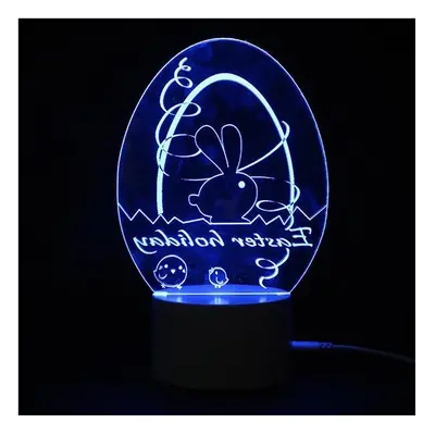 (003(Egg&bunny)) 3D Illusion Easter Egg Rabbit LED Night Light USB Colorful Table Desk Lamp Holi