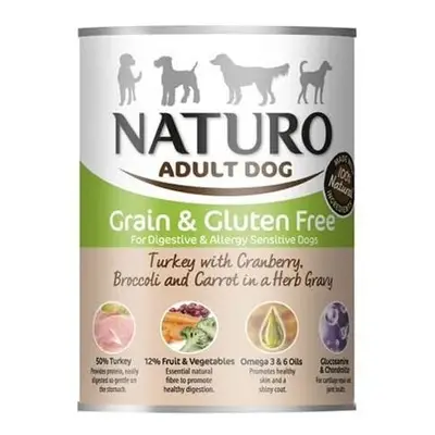 Naturo - Grain & Glutem Free Adult Dog Food with Turkey, Cranberries, Broccoli and Carrots in He