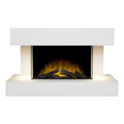 Adam Altair Wall Mounted Electric Fire Suite with Downlights & Remote Control in Pure White