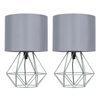 Angus Geometric Pair of Grey Table Lamp