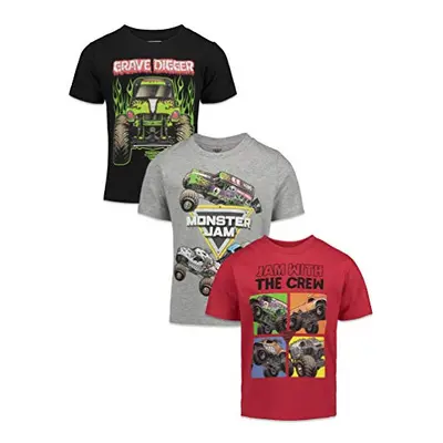 Monster Jam Trucks Toddler Boys Pack Graphic T-Shirts Kids Black/Red/Grey 3T