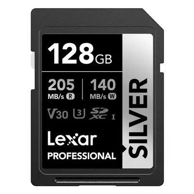 Lexar 128GB Professional Silver SDXC Memory Card UHS-I C10 U3 V30 4K Video Up to 205/140 MB/s Re