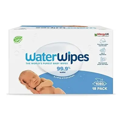 WaterWipes Original Plastic Free Baby Wipes, Count (18 packs)