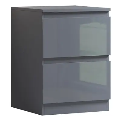 FWStyle Stora Bedside Cabinet - Grey Gloss Front Matt Frame